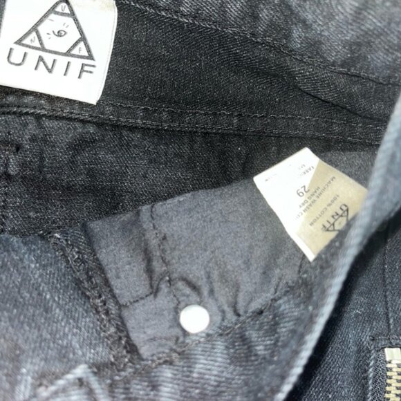 UNIf black denim high rise zip side cutoff shorts - Picture 4 of 4